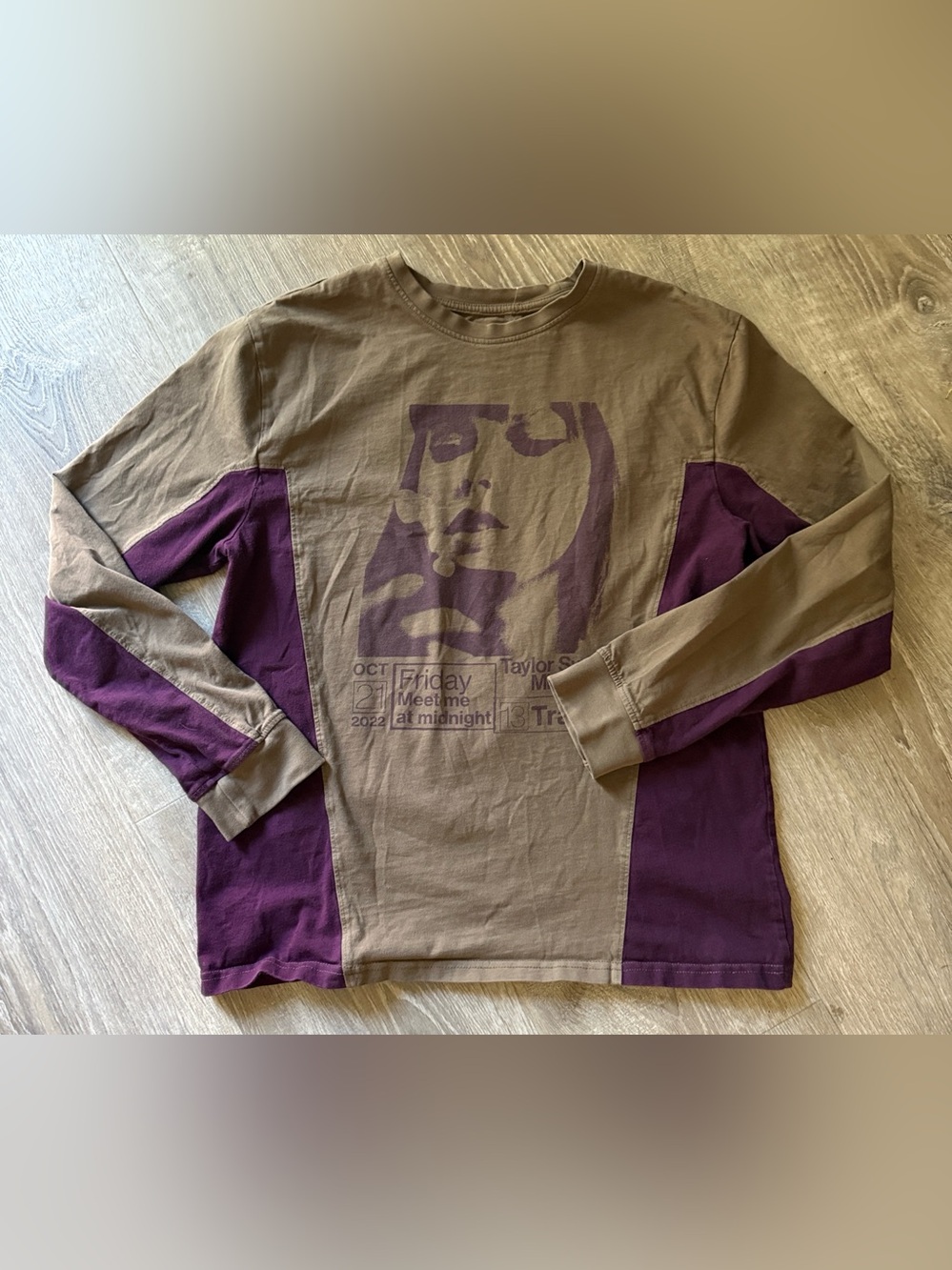 Taylor Swift Midnights Release Color Block Long Sleeve T-Shirt, Size: M